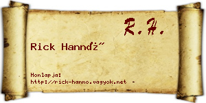 Rick Hannó névjegykártya